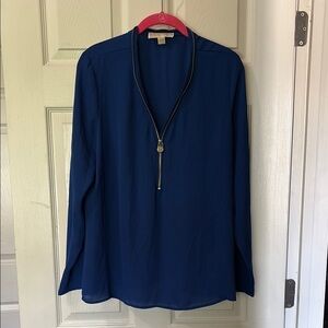 Michael Kors Blue Long Sleeve Relaxed Blouse